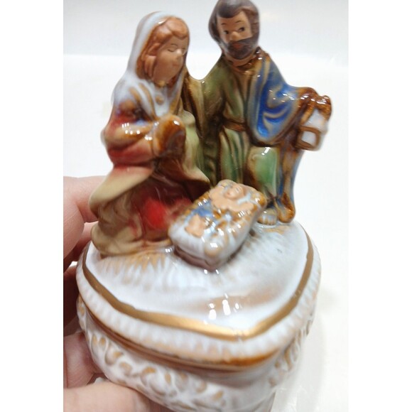 Holy Family Mary Joseph Jesus Heart Ring Trinket Dish Religious Blessings - Picture 1 of 8